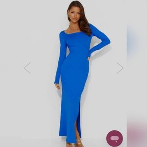 NWT HELLO MOLLY DIAMOND Oceans Long Sleeve Maxi Dress Blue